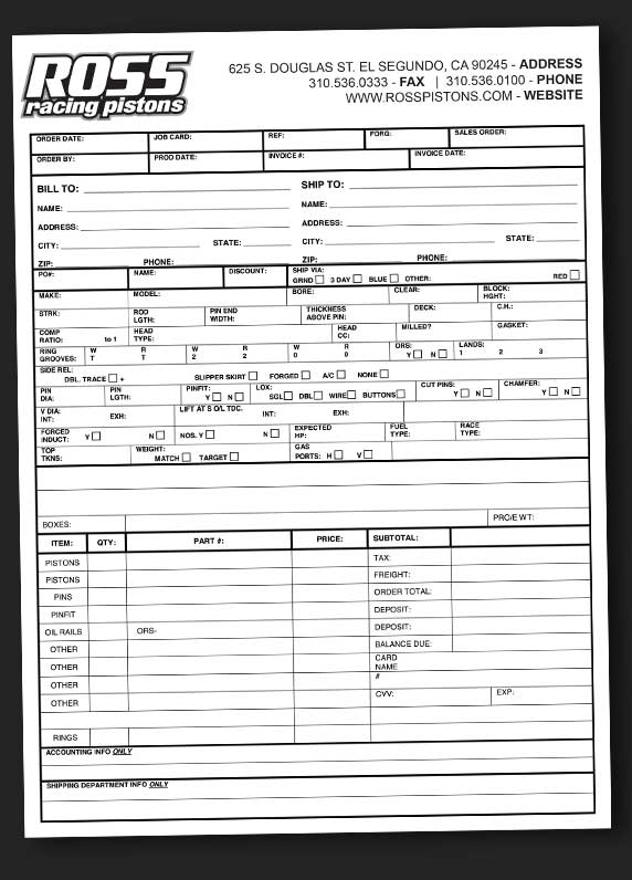 Download The Ross Racing Pistons Order FOrm